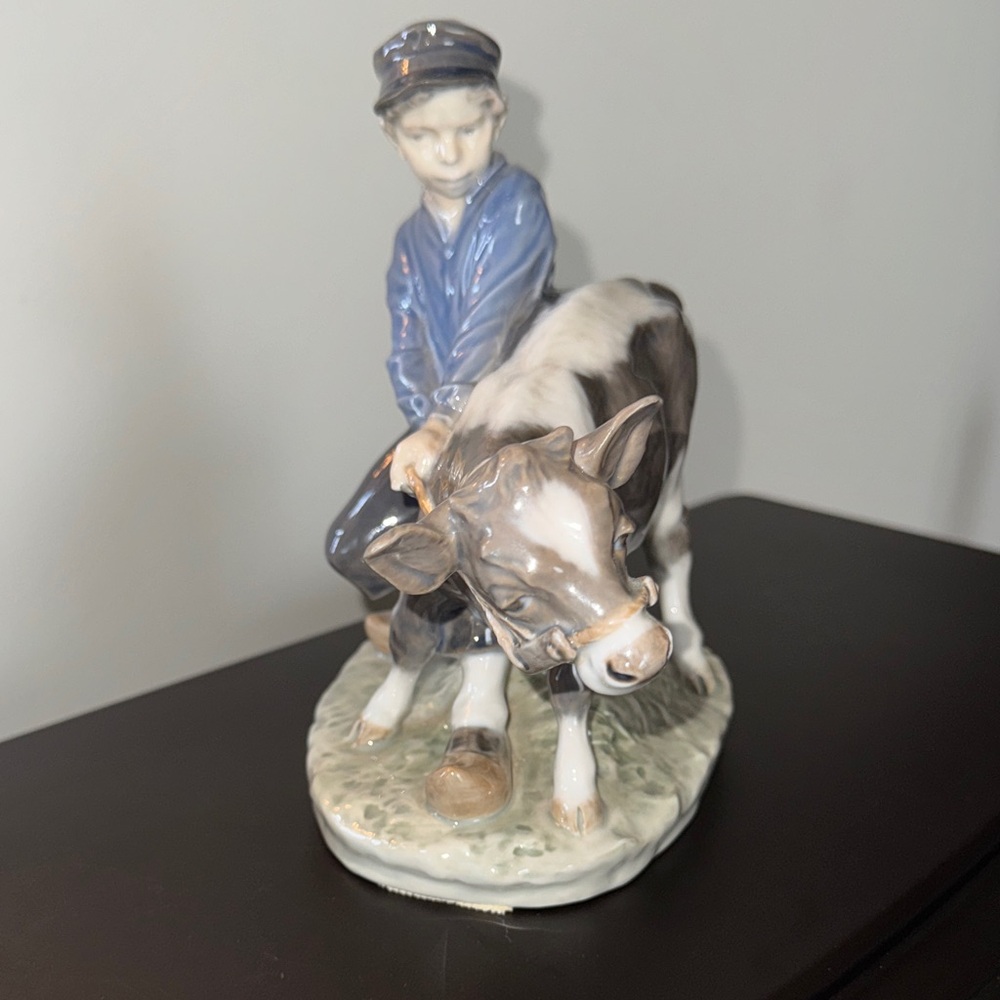 Vintage Royal Copenhagen Figurine – “Boy with Calf” #772